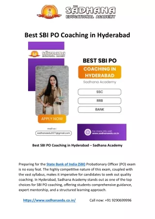 Best SBI PO Coaching in Hyderabad