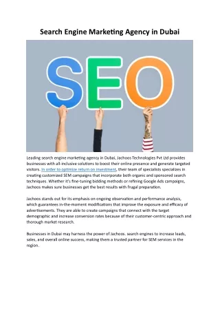 Search Engine Marketing Agency in Dubai