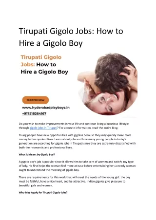 Tirupati Gigolo Jobs_ How to Hire a Gigolo Boy