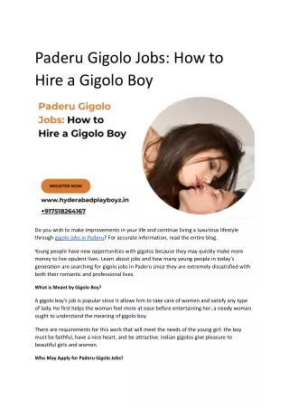 Paderu Gigolo Jobs_ How to Hire a Gigolo Boy