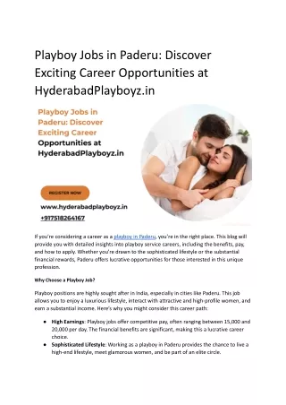 Playboy Jobs in Paderu_ Discover Exciting Career Opportunities at HyderabadPlayboyz.in