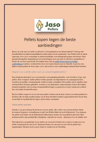 Pellets kopen tegen de beste aanbiedingen