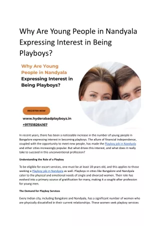 Why Are Young People in Nandyala Expressing Interest in Being Playboys_
