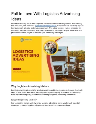 Fall In Love With Logistics Advertising Ideas