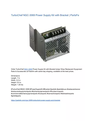 TurboChef NGC-3069 Power Supply Kit with Bracket | PartsFe