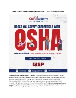 OSHA 30-Hour General Industry Online Course | Gulf Academy of Safety