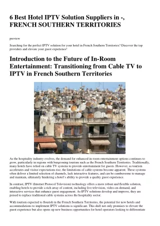 6 Best Hotel IPTV Solution Suppliers in -, FRENCH SOUTHERN TERRITORIES