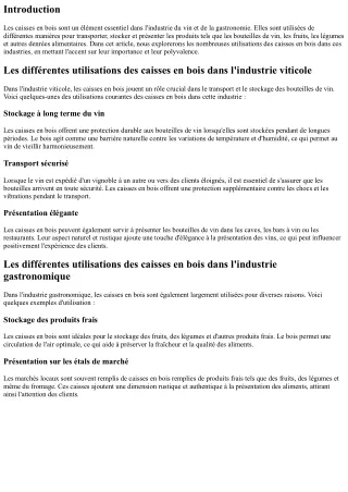 Les différentes utilisations des caisses en bois dans l'industrie du vin et de l