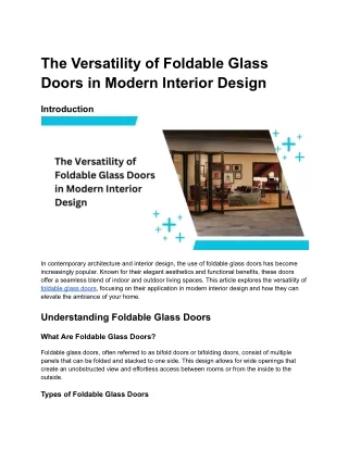 The Versatility of Foldable Glass Doors in Modern Interior Design