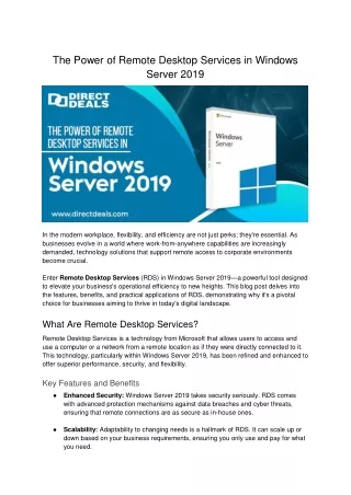 The Power of Remote Desktop Services in Windows Server 2019