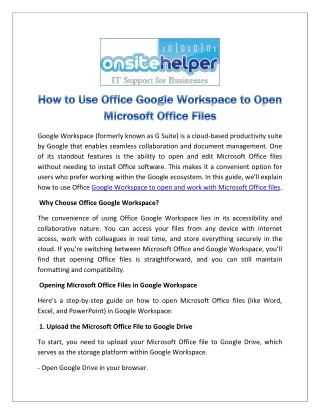 How to Use Office Google Workspace to Open Microsoft Office Files