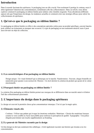Packaging en édition limitée : Attirer les collectionneurs de spiritueux