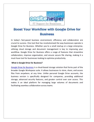 Boost Your Workflow with Google Drive for Business