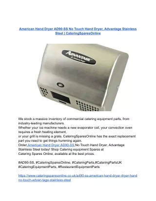 American Hand Dryer AD90-SS No Touch Hand Dryer, Advantage Stainless Steel _ CateringSparesOnline