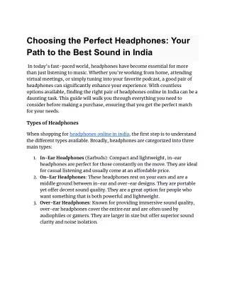 Choosing the Perfect Headphones_ Your Path to the Best Sound in India