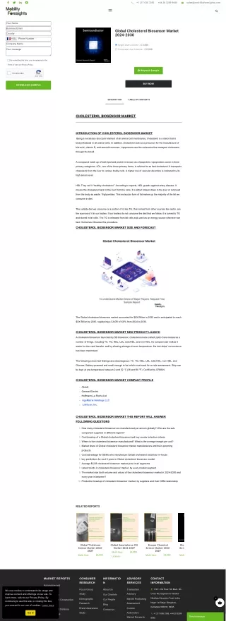 Global Cholesterol Biosensor Market 2024-2030