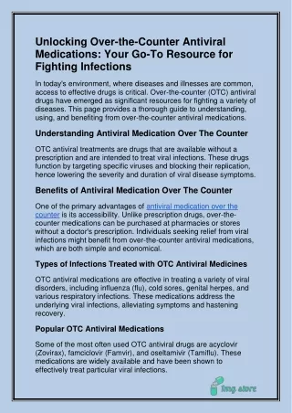 Unlocking Over-the-Counter Antiviral Medications Your Go-To Resource for Fighting Infections