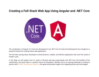 Creating a Full-Stack Web App Using Angular and .NET Core