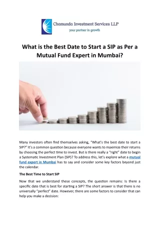 What is the Best Date to Start a SIP as Per a Mutual Fund Expert in Mumbai?