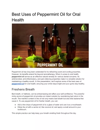 Best Uses of Peppermint Oil for Oral Health