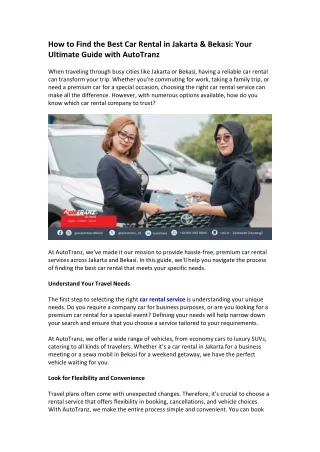 How to Find the Best Car Rental in Jakarta & Bekasi Your Ultimate Guide with AutoTranz