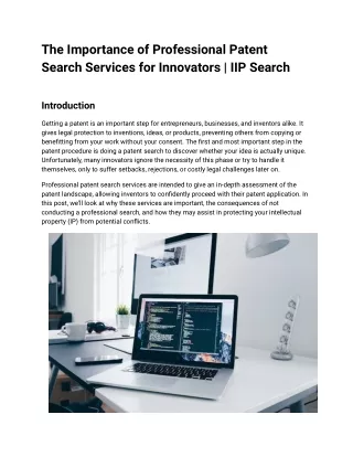 The Importance of Professional Patent Search Services for Innovators