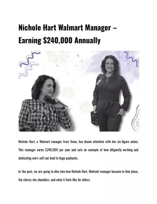 Nichole Hart Walmart Manager – Earning $240,000 Annually