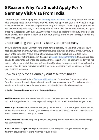 5 Reasons Why You Should Apply For A Germany Visit Visa From India