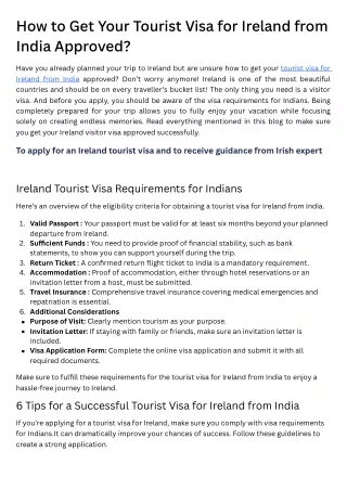 How to Get Your Tourist Visa for Ireland from India Approved