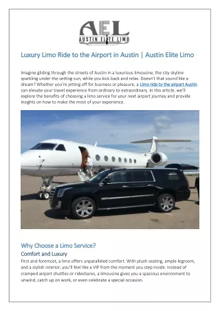 Luxury Limo Ride to the Airport in Austin  Austin Elite Limo