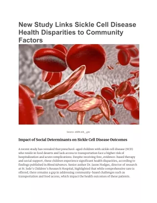 New Study Links Sickle Cell Disease Health Disparities to Community Factors