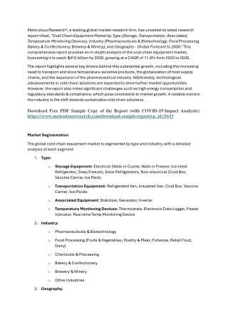 Cold Chain Equipment Market