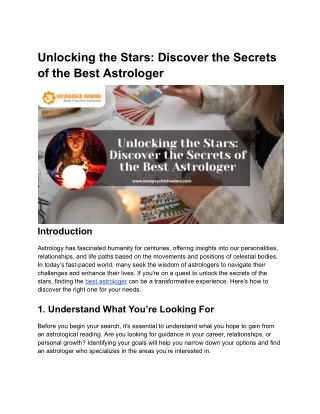 Unlocking the Stars_ Discover the Secrets of the Best Astrologer