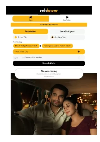 Bhopal to Hoshangabad Taxi