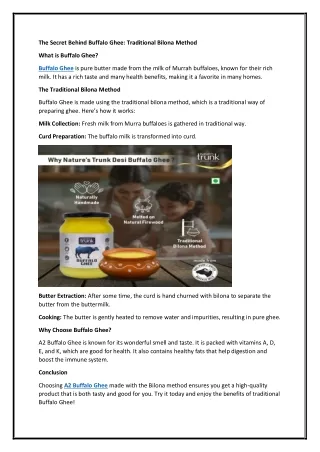 The Secret Behind Buffalo Ghee: Traditional Bilona Method