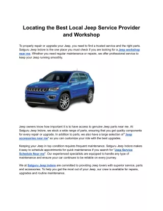 Locating the Best Local Jeep Service Provider and Workshop