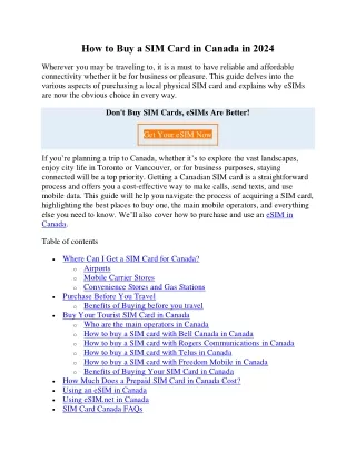 How to Buy a SIM Card in Canada in 2024