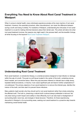 Everything You Need to Know About Root Canal Treatment in Westport