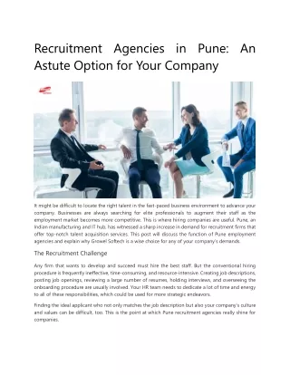 Recruitment Agencies in Pune An Astute Option for Your Company