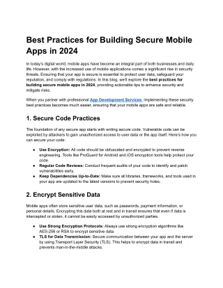 Best Practices for Building Secure Mobile Apps in 2024