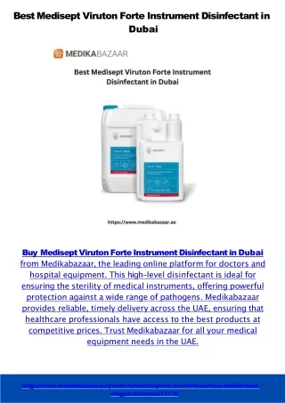 Buy Medisept Viruton Forte Instrument Disinfectant & Brands Visitor's Sleeping Chair in UAE.