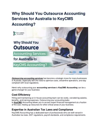 Why Should You Outsource Accounting Services for Australia to KeyCMS Accounting