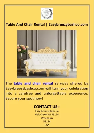 Table And Chair Rental  Easybreezybashco.com