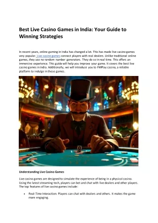 Best Live Casino Games in India Your Guide to Winning Strategies