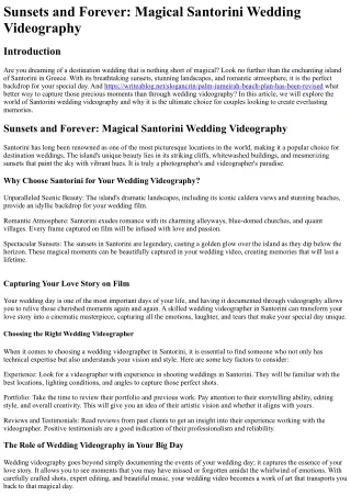 Sunsets and Forever Magical Santorini Wedding Videography