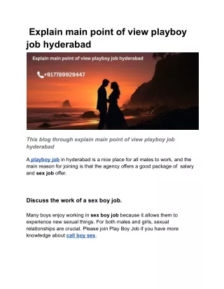 Explain main point of view playboy job hyderabad