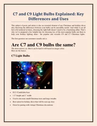 C7 and C9 Light Bulbs Explained - Key Differences and Uses