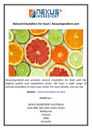 Natural Emulsifiers For Food  Nexusingredient.com