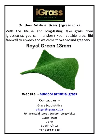Outdoor Artificial Grass | Igrass.co.za