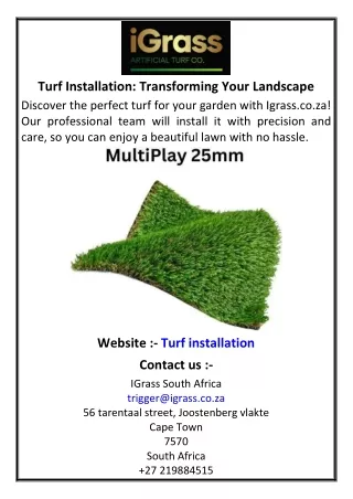 Turf Installation: Transforming Your Landscape